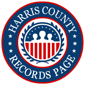 A round red, white, and blue logo with the words 'Harris County Records Page' for the state of Texas.